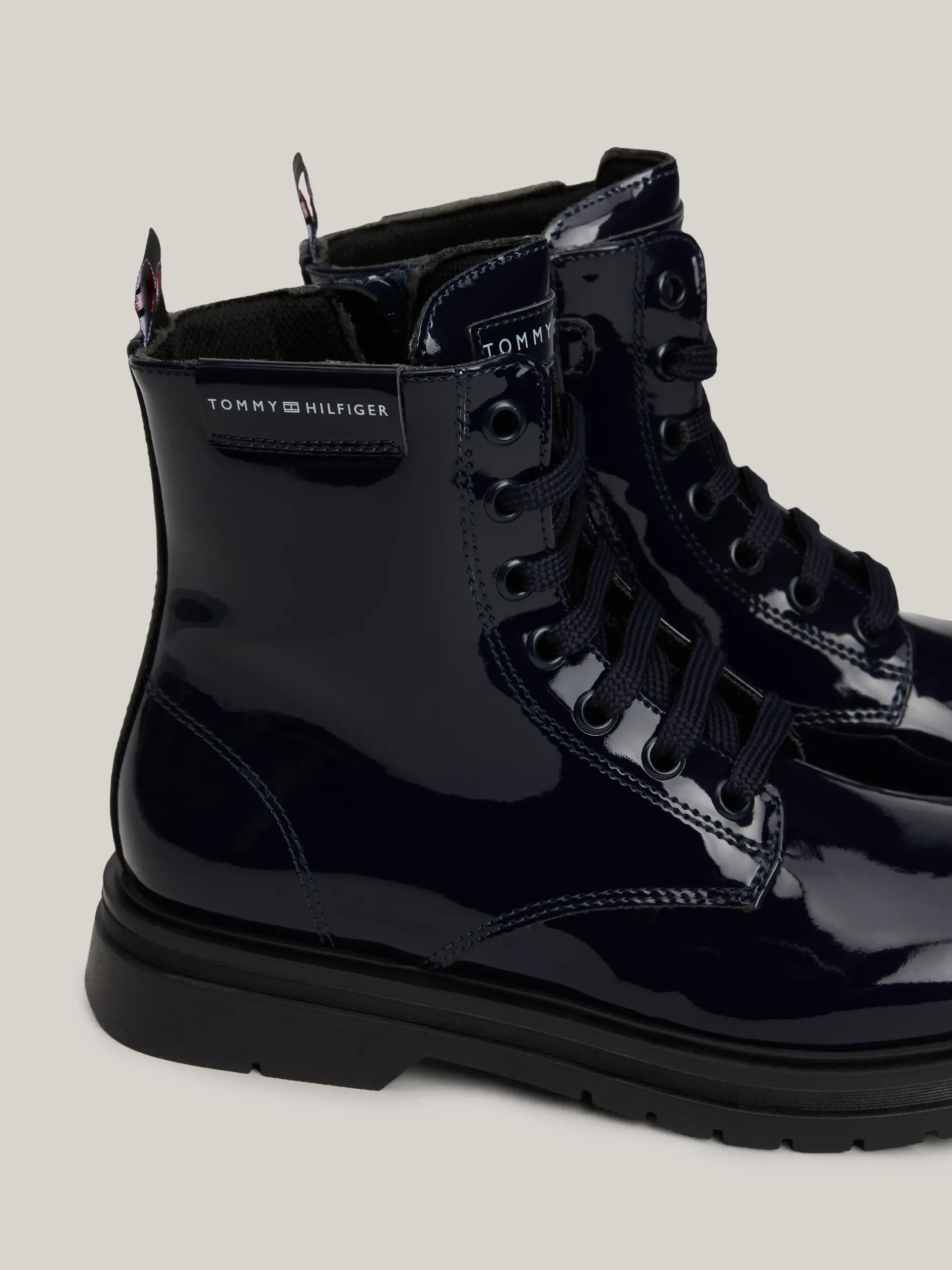 Obuwie I Akcesoria*Tommy Hilfiger Sznurowane Lakierowane Buty Do Kostki BLUE