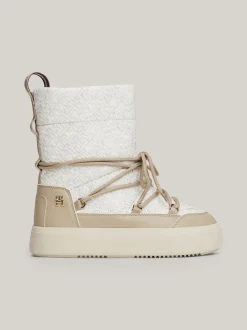 Botki*Tommy Hilfiger Sznurowane śniegowce TH Monogram BEIGE
