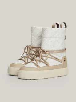 Botki*Tommy Hilfiger Sznurowane śniegowce TH Monogram BEIGE