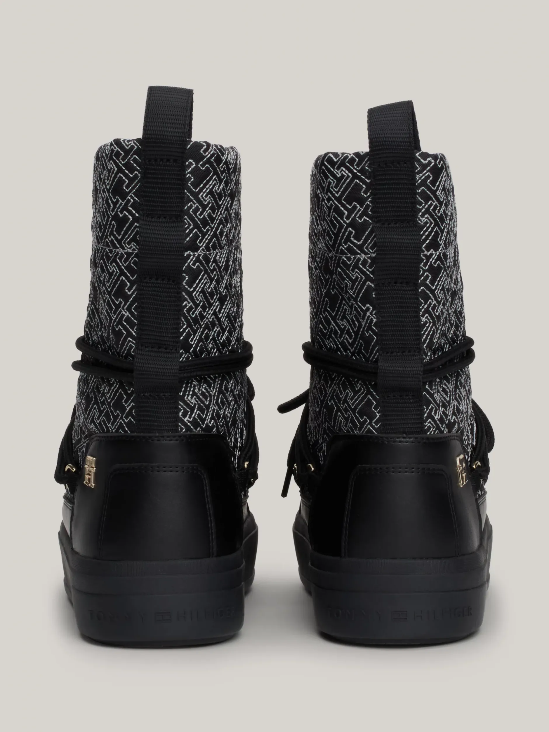 Botki*Tommy Hilfiger Sznurowane śniegowce TH Monogram BLACK