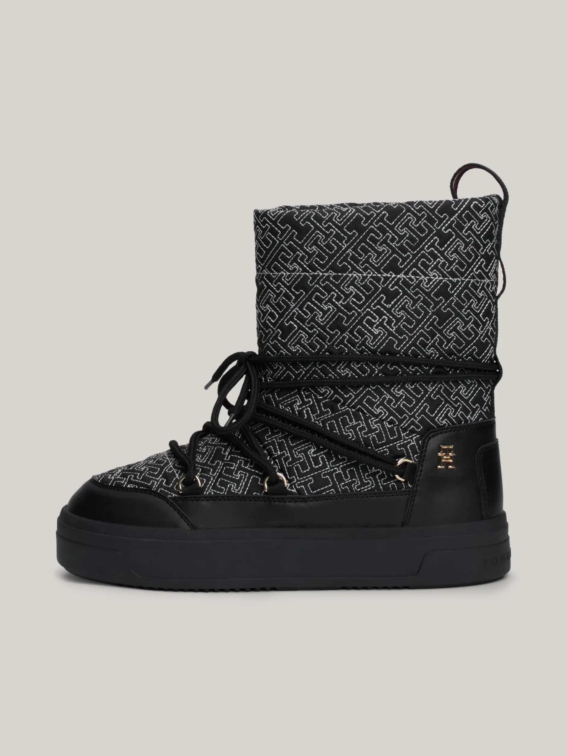 Botki*Tommy Hilfiger Sznurowane śniegowce TH Monogram BLACK
