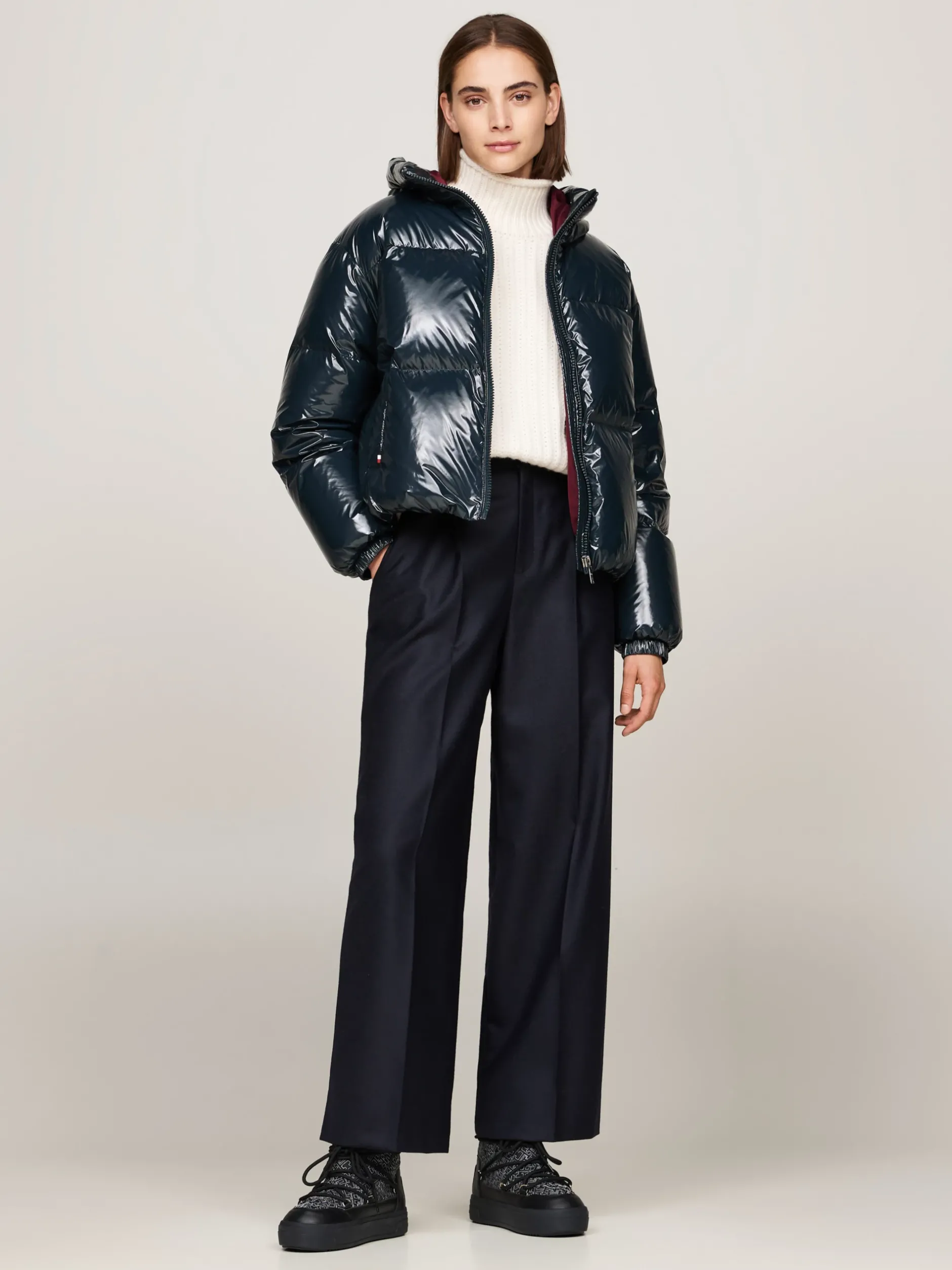 Botki*Tommy Hilfiger Sznurowane śniegowce TH Monogram BLACK