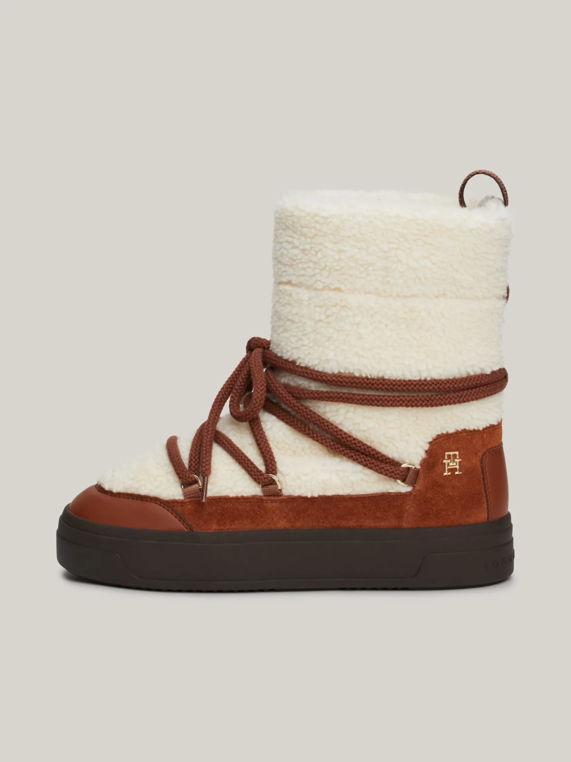 Botki*Tommy Hilfiger Sznurowane śniegowce Z Ciepłą Wyściółką COGNAC BROWN