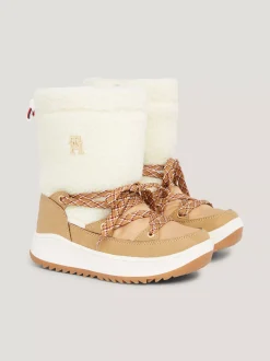 Obuwie I Akcesoria*Tommy Hilfiger Sznurowane śniegowce Z Futerkową Dzianiną CAMEL