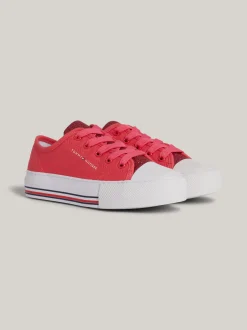 Obuwie I Akcesoria*Tommy Hilfiger Sznurowane Tenisówki Z Płótna Z Brokatem MAGENTA
