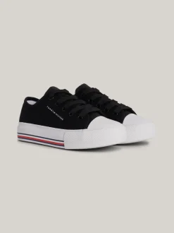 Obuwie I Akcesoria*Tommy Hilfiger Sznurowane Tenisówki Z Płótna Z Brokatem BLACK
