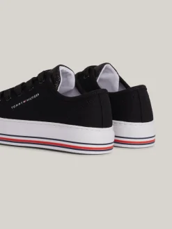 Obuwie I Akcesoria*Tommy Hilfiger Sznurowane Tenisówki Z Płótna Z Brokatem BLACK