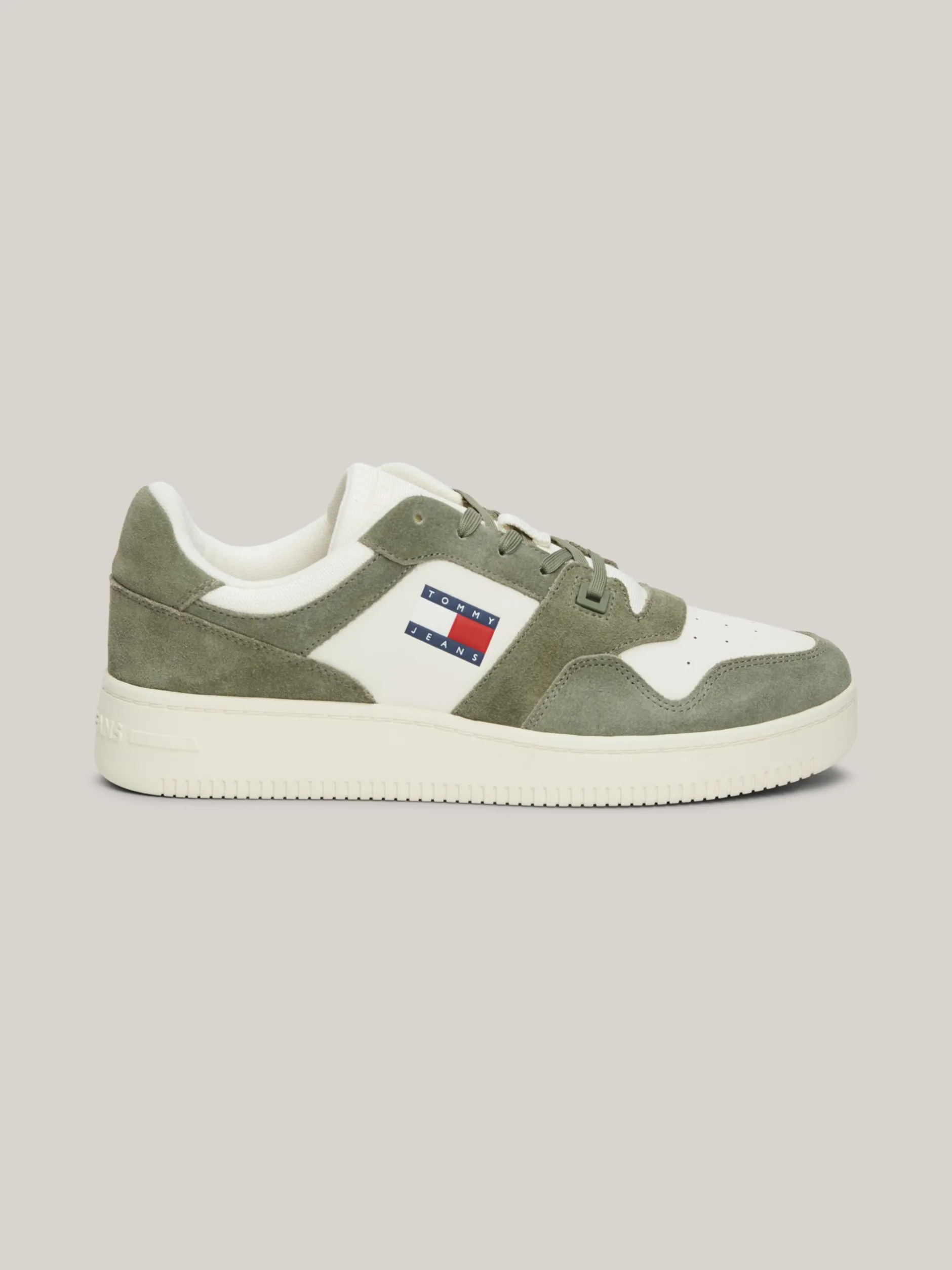 Sneakersy*Tommy Hilfiger Sznurowane Tenisówki Ze Skóry WASHED ARMY