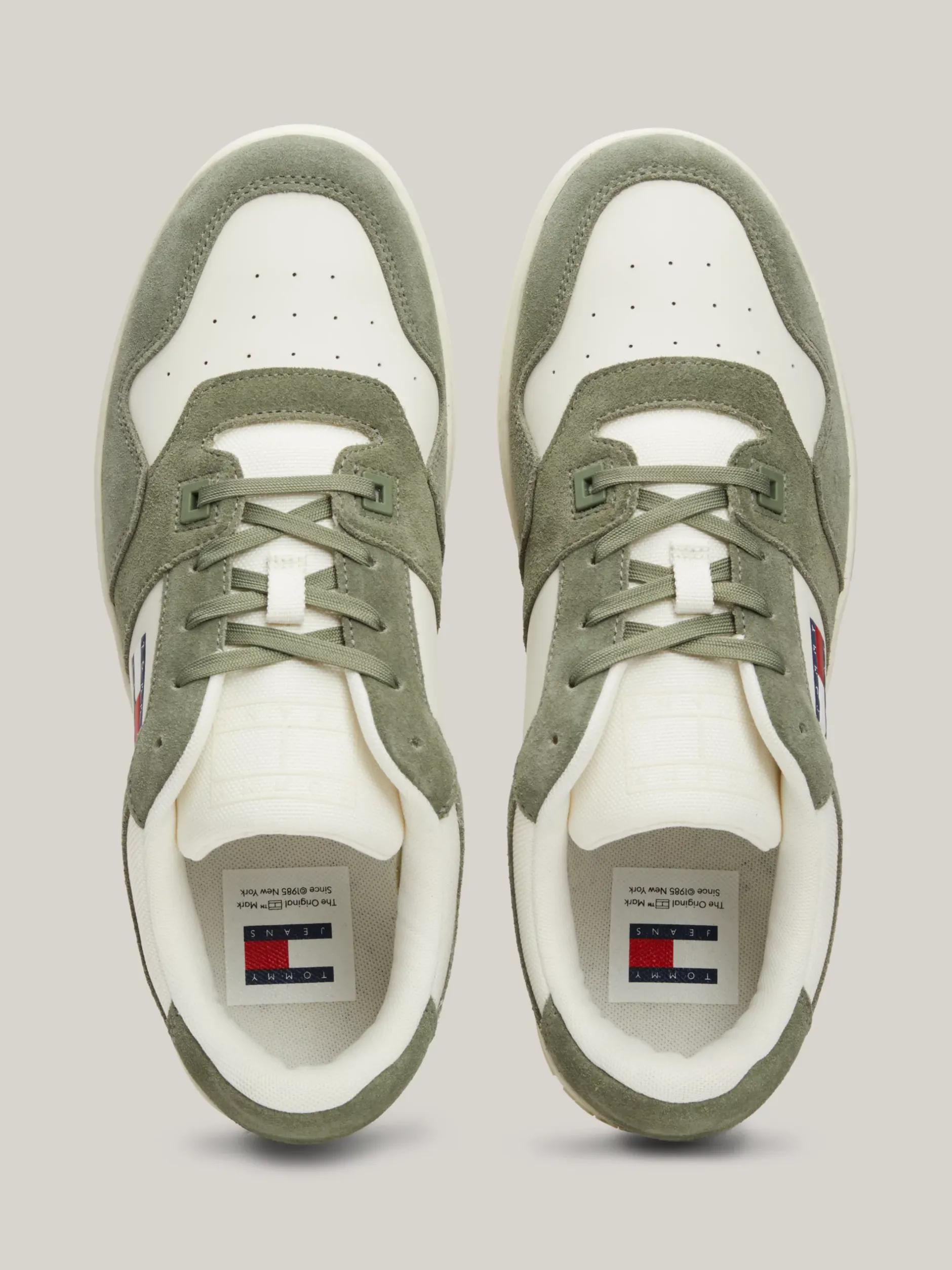 Sneakersy*Tommy Hilfiger Sznurowane Tenisówki Ze Skóry WASHED ARMY