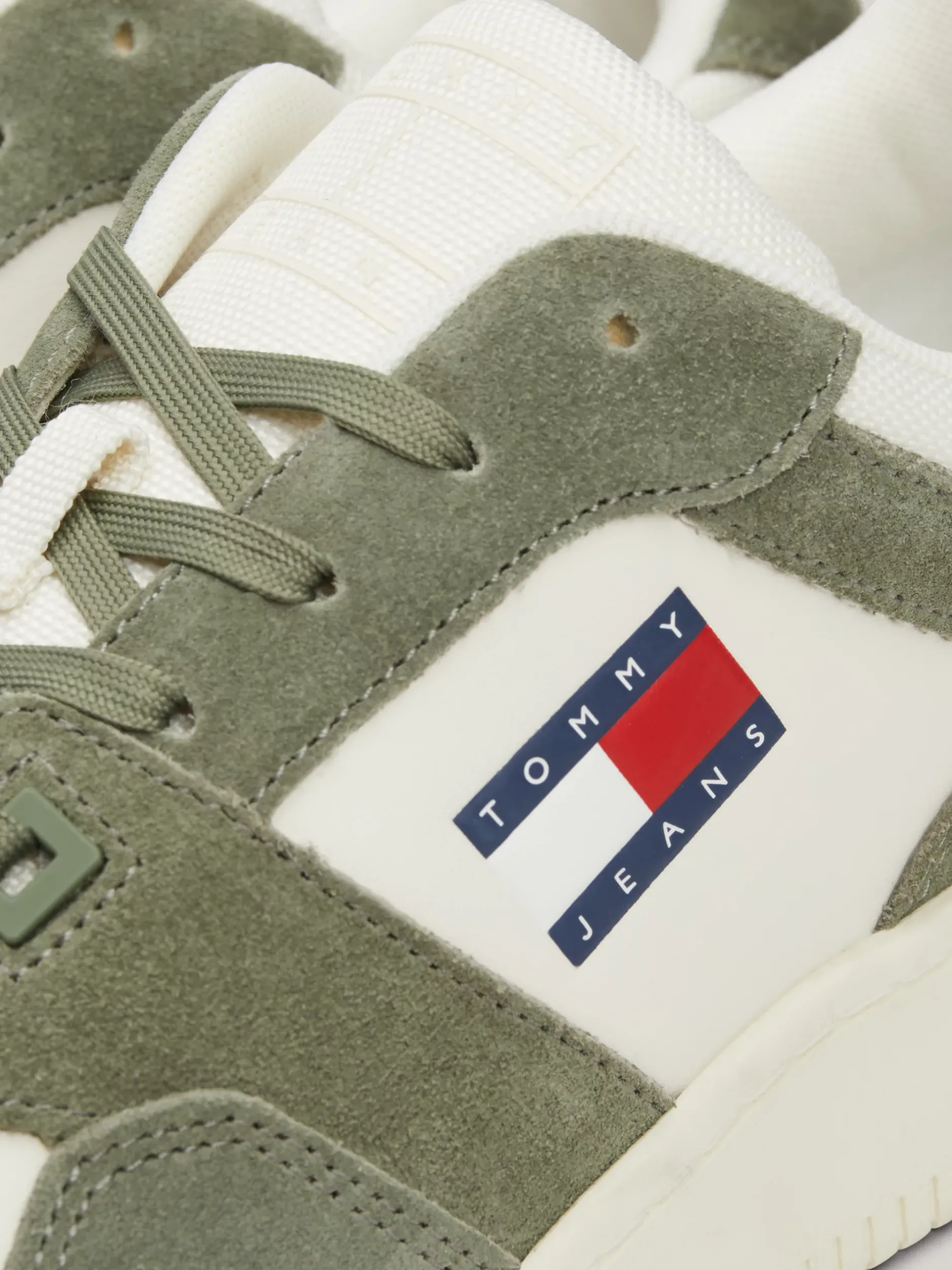 Sneakersy*Tommy Hilfiger Sznurowane Tenisówki Ze Skóry WASHED ARMY