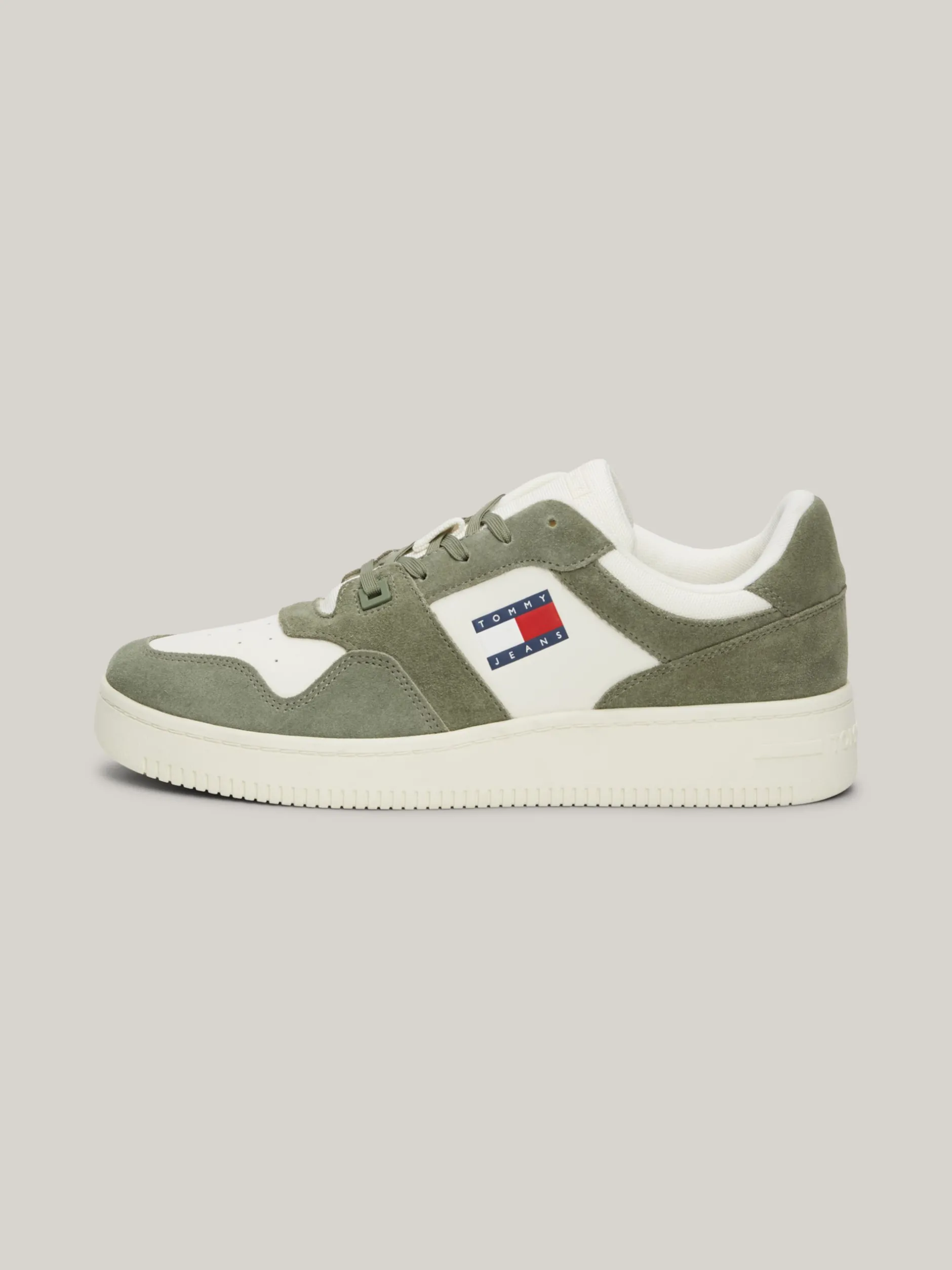 Sneakersy*Tommy Hilfiger Sznurowane Tenisówki Ze Skóry WASHED ARMY