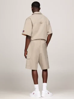 Szorty*Tommy Hilfiger Szorty Bojówki Unisex Z Szerokimi Nogawkami BEIGE STONE