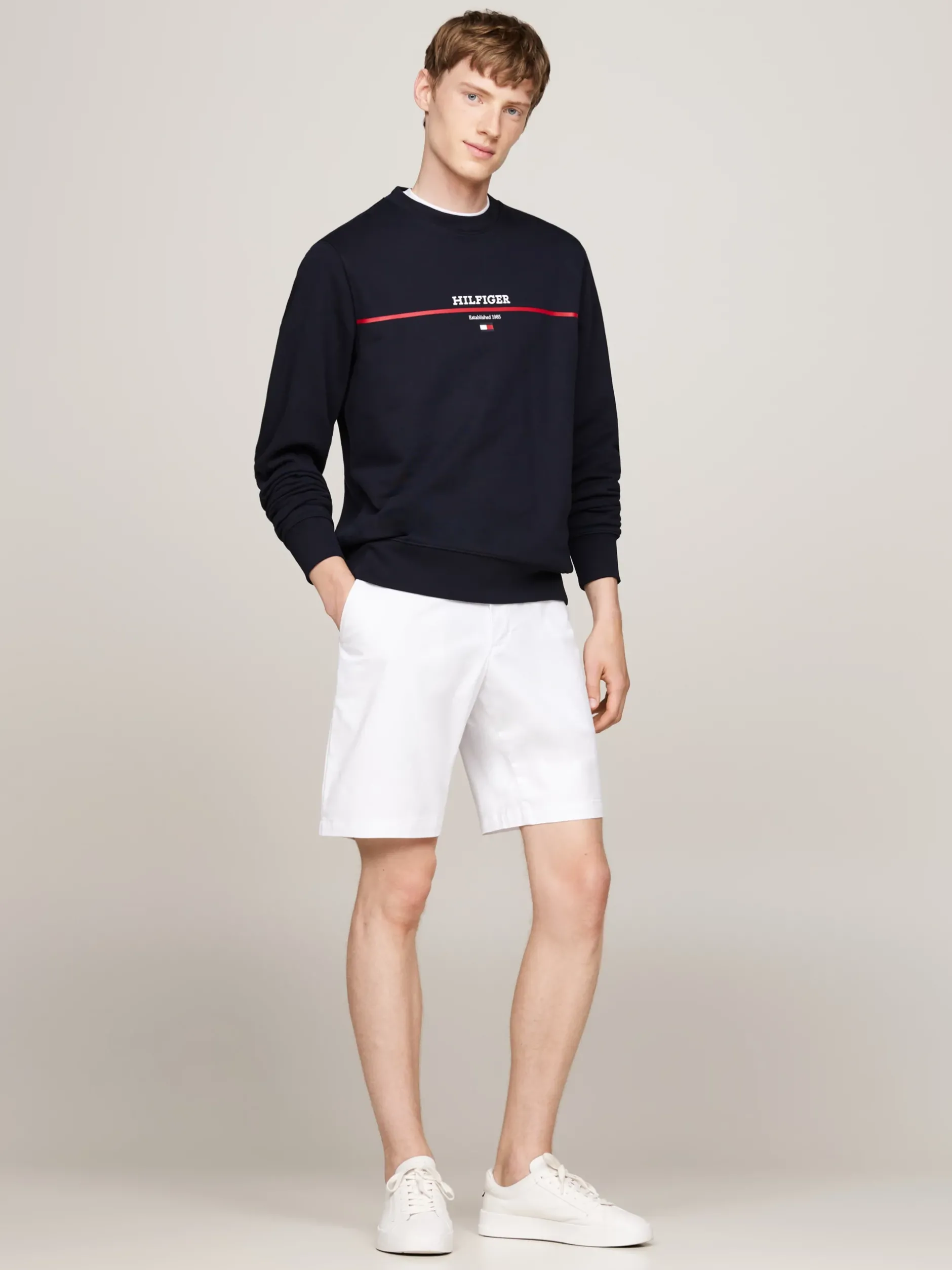 Szorty*Tommy Hilfiger Szorty Brooklyn W Stylu Chinosów Z Kolekcji 1985 TH OPTIC WHITE