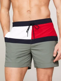 Stroje Kąpielowe*Tommy Hilfiger Szorty Kąpielowe Z Flagą Hilfiger STONEWASH GREEN