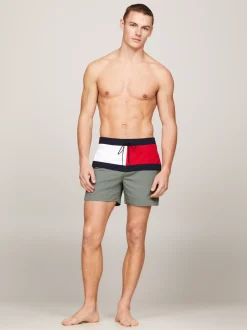 Stroje Kąpielowe*Tommy Hilfiger Szorty Kąpielowe Z Flagą Hilfiger STONEWASH GREEN