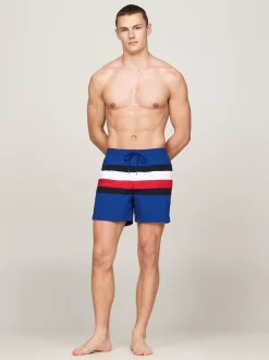 Stroje Kąpielowe*Tommy Hilfiger Szorty Kąpielowe Ze Wzorem W Sygnowane Paski ANCHOR BLUE