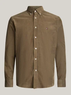 Koszule*Tommy Hilfiger Sztruksowa Koszula O Regularnym Kroju ARMY GREEN