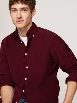 Koszule*Tommy Hilfiger Sztruksowa Koszula O Regularnym Kroju DEEP ROUGE