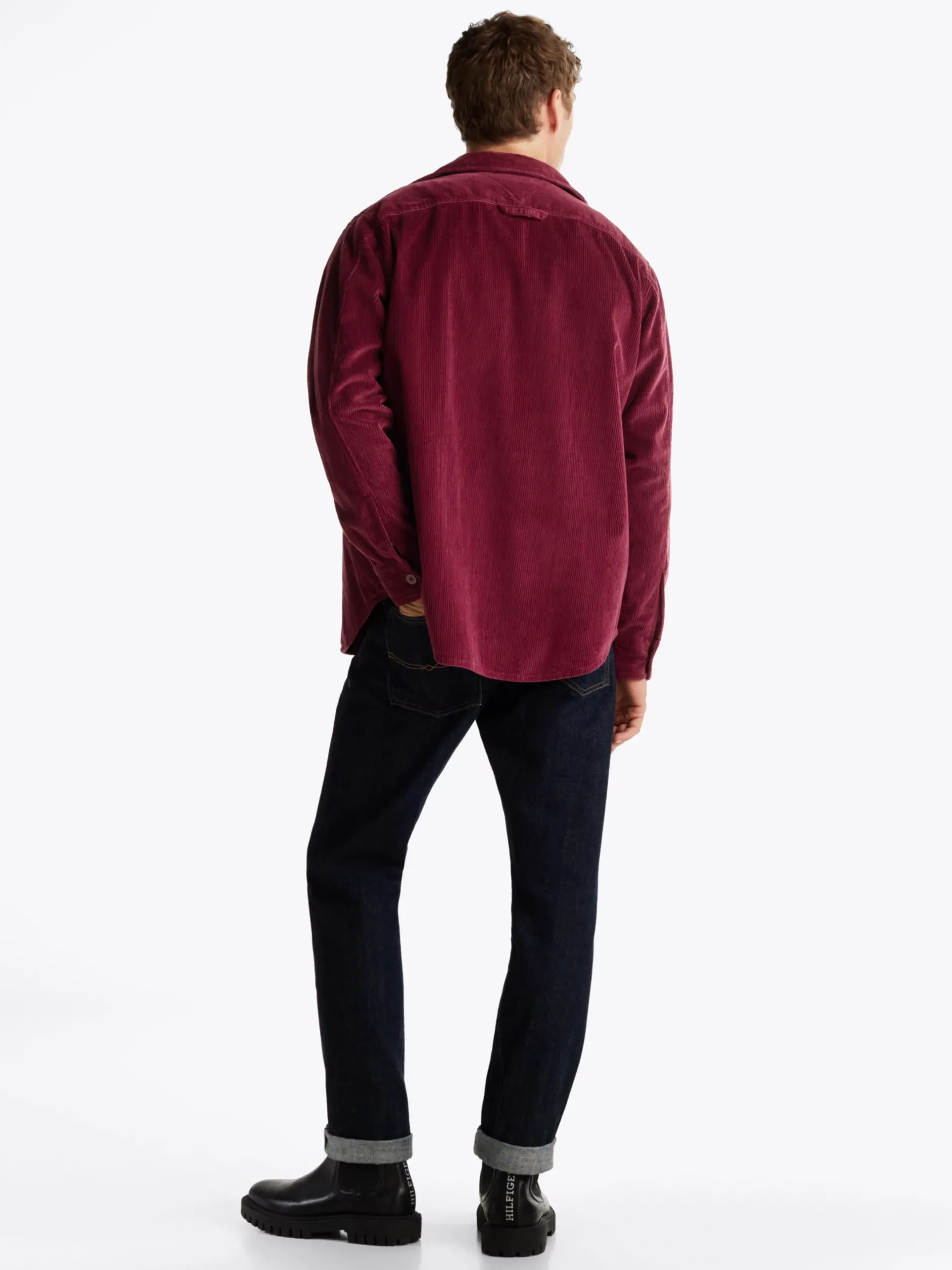 Koszule*Tommy Hilfiger Sztruksowa Koszula Wierzchnia O Luźnym Kroju DEEP ROUGE