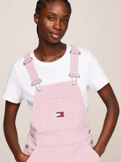 Sukienki*Tommy Hilfiger Sztruksowa Mini Sukienka Ogrodniczka VALLEY GRAPE