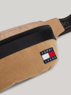 Torebki Na Pasku*Tommy Hilfiger Sztruksowa Nerka Essential W Bloki Kolorów TAWNY SAND