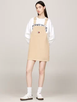 Sukienki*Tommy Hilfiger Sztruksowa Sukienka Ogrodniczka Mini GENTLE GOLD