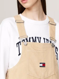 Sukienki*Tommy Hilfiger Sztruksowa Sukienka Ogrodniczka Mini GENTLE GOLD