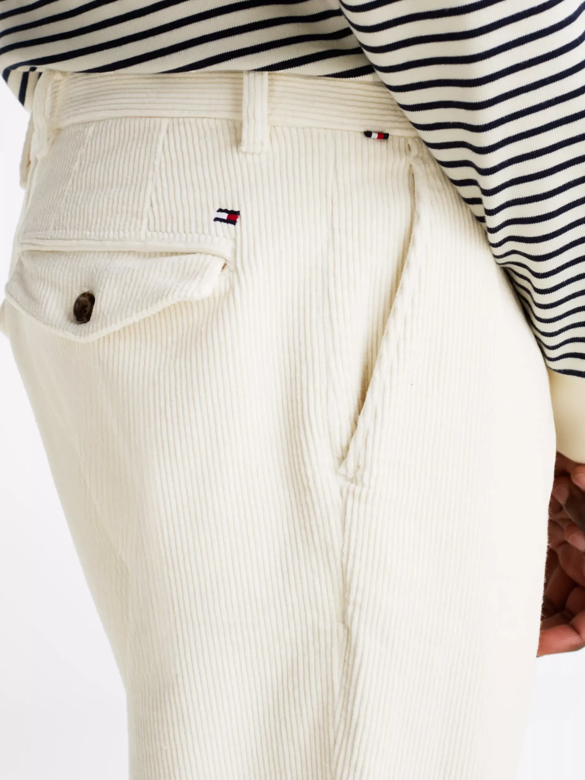 Spodnie*Tommy Hilfiger Sztruksowe Chinosy Harlem IVORY