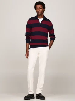 Spodnie*Tommy Hilfiger Sztruksowe Chinosy O Prostym Kroju WEATHERED WHITE