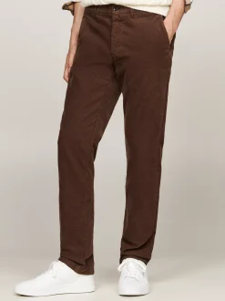 Spodnie*Tommy Hilfiger Sztruksowe Chinosy O Prostym Kroju LEGACY BROWN