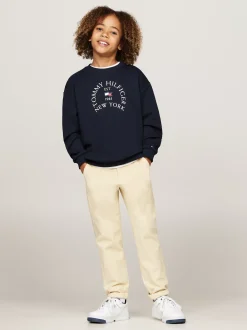 Spodnie I Szorty*Tommy Hilfiger Sztruksowe Chinosy Z Troczkami COUNTRY IVORY
