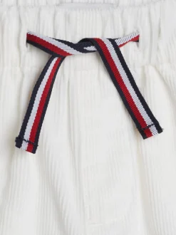 Dziewczynki|Chłopcy*Tommy Hilfiger Sztruksowe Spodnie Bojówki Z Troczkami ANCIENT WHITE