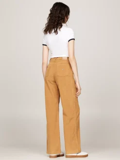 Spodnie*Tommy Hilfiger Sztruksowe Spodnie Z Szerokimi Nogawkami GENTLE GOLD