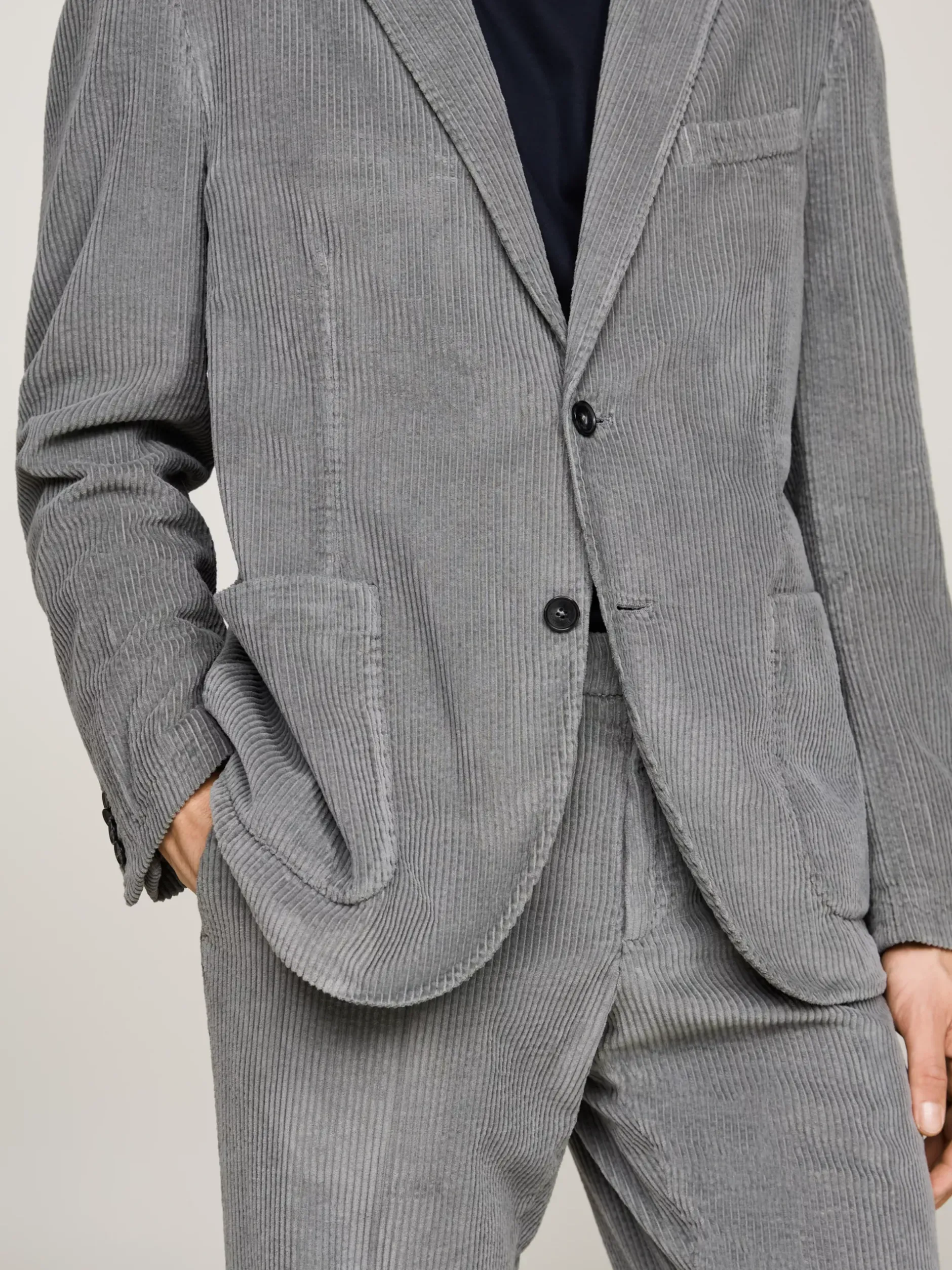 Garnitury I Kostiumy*Tommy Hilfiger Sztruksowy Garnitur O Wąskim Kroju GREY