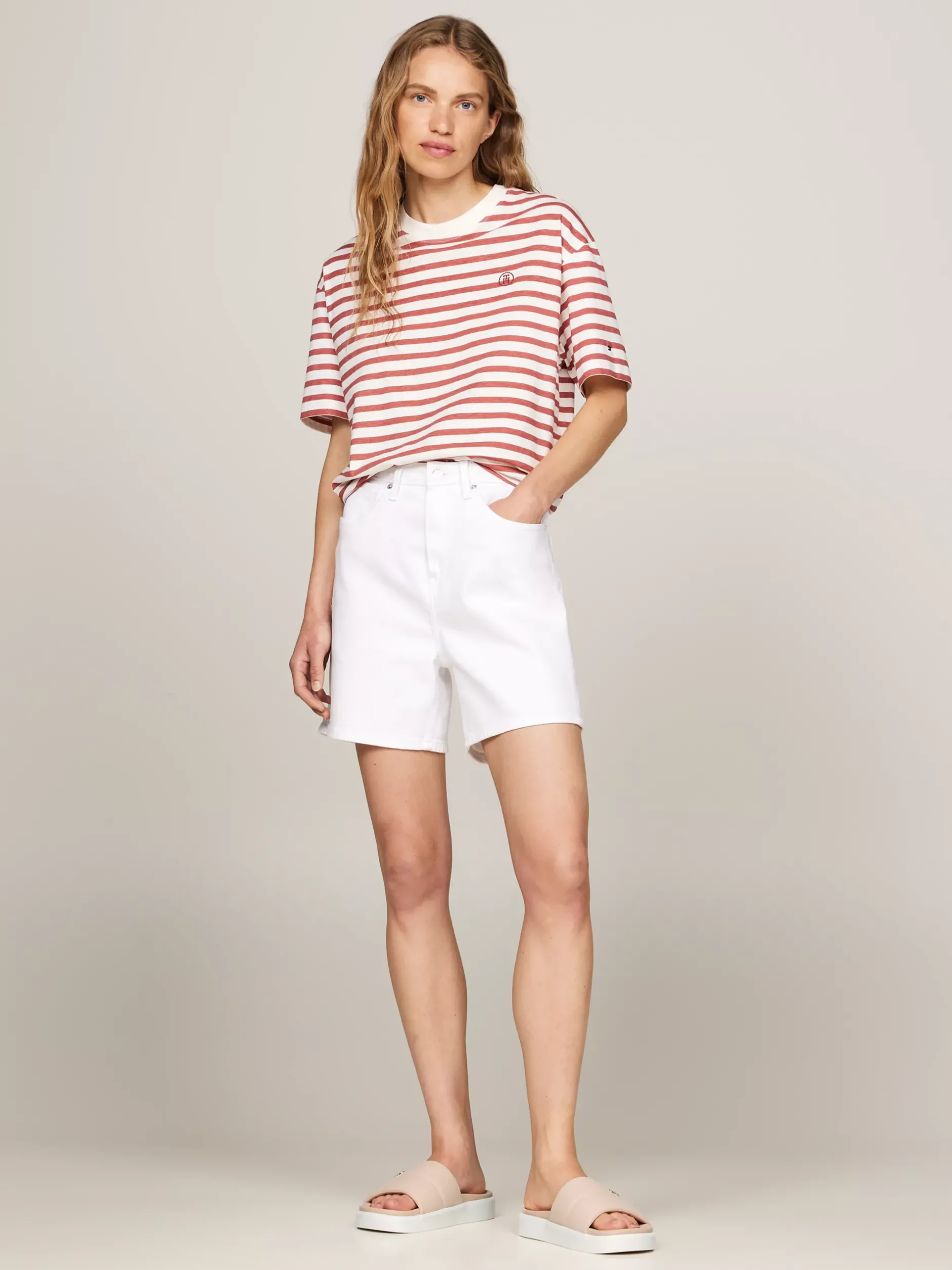 Sandały*Tommy Hilfiger Szykowne Klapki Basenowe Z Kolekcji Casual PINK BLOOM