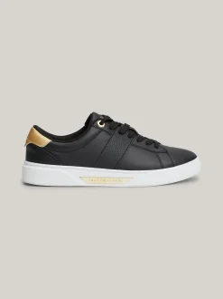 Sneakersy*Tommy Hilfiger Szykowne Skórzane Buty Sportowe BLACK