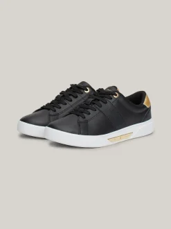 Sneakersy*Tommy Hilfiger Szykowne Skórzane Buty Sportowe BLACK