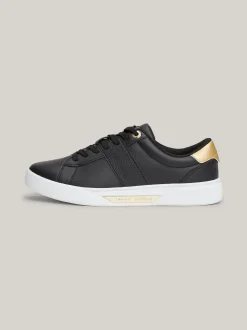 Sneakersy*Tommy Hilfiger Szykowne Skórzane Buty Sportowe BLACK