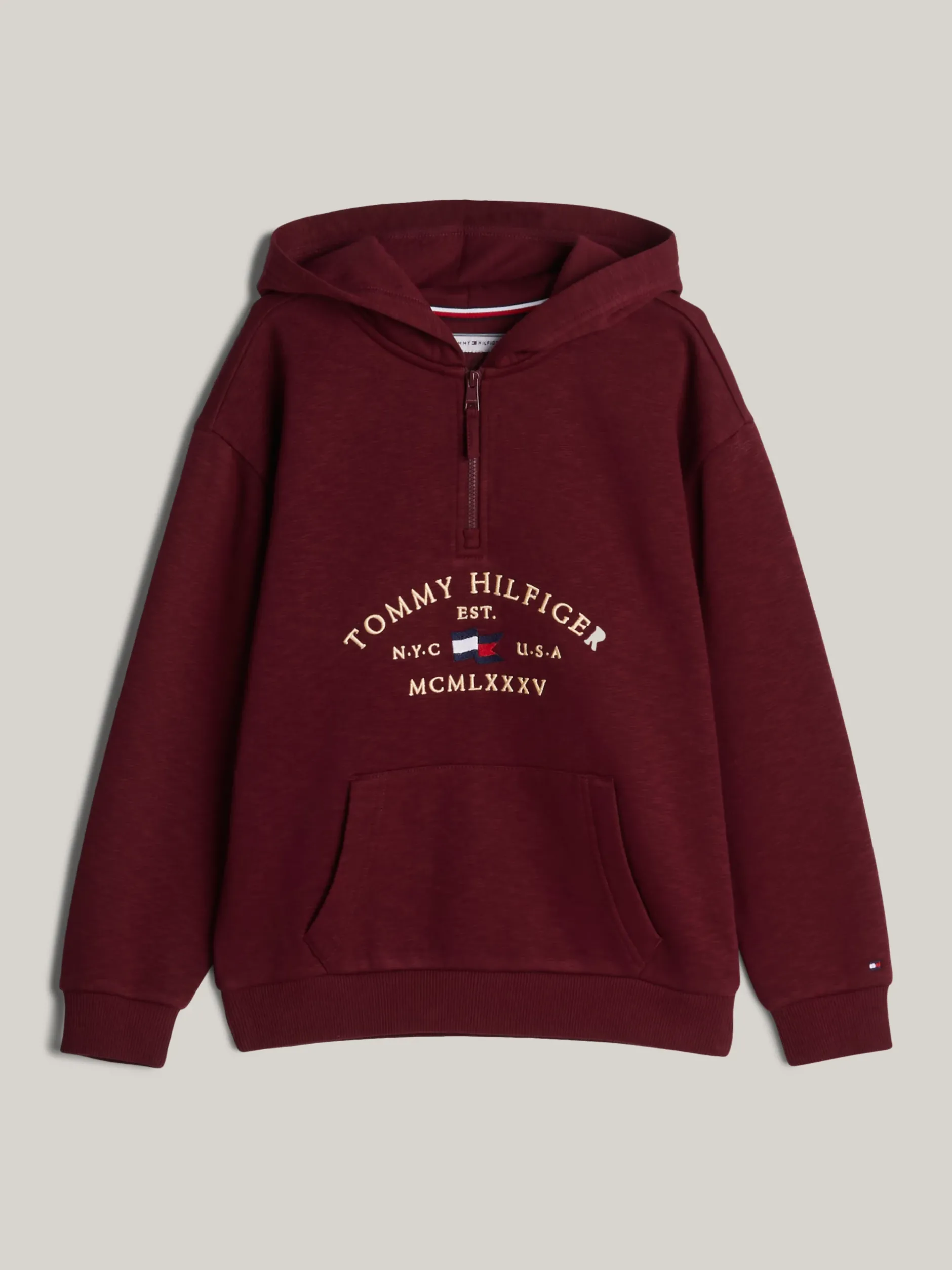 Bluzy Dresowe I Z Kapturem*Tommy Hilfiger Teksturowana Bluza Adaptive Z Kapturem I Logo DEEP ROUGE