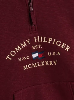 Bluzy Dresowe I Z Kapturem*Tommy Hilfiger Teksturowana Bluza Adaptive Z Kapturem I Logo DEEP ROUGE