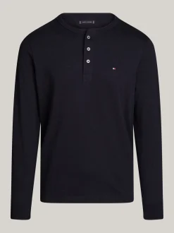 T-Shirty*Tommy Hilfiger Teksturowany Longsleeve Z Dekoltem Henley DESERT SKY