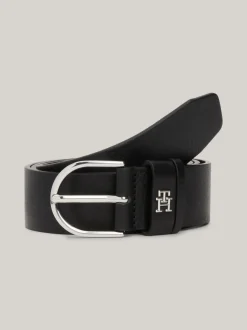 Paski*Tommy Hilfiger Teksturowany Pasek Skórzany Essential BLACK
