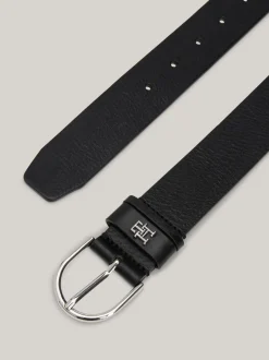 Paski*Tommy Hilfiger Teksturowany Pasek Skórzany Essential BLACK