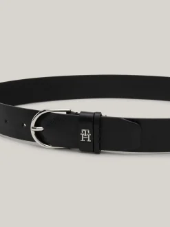 Paski*Tommy Hilfiger Teksturowany Pasek Skórzany Essential BLACK