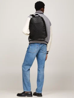 Plecaki*Tommy Hilfiger Teksturowany Plecak Z Monogramem TH BLACK