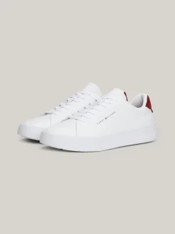 White Trainers|Sneakersy*Tommy Hilfiger Tenisówki Essential O Groszkowej Fakturze ROUGE