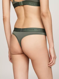 Figi|Bielizna*Tommy Hilfiger Thongi TH Established Z Logo W Kolorze Tła Na Pasku STONEWASH GREEN