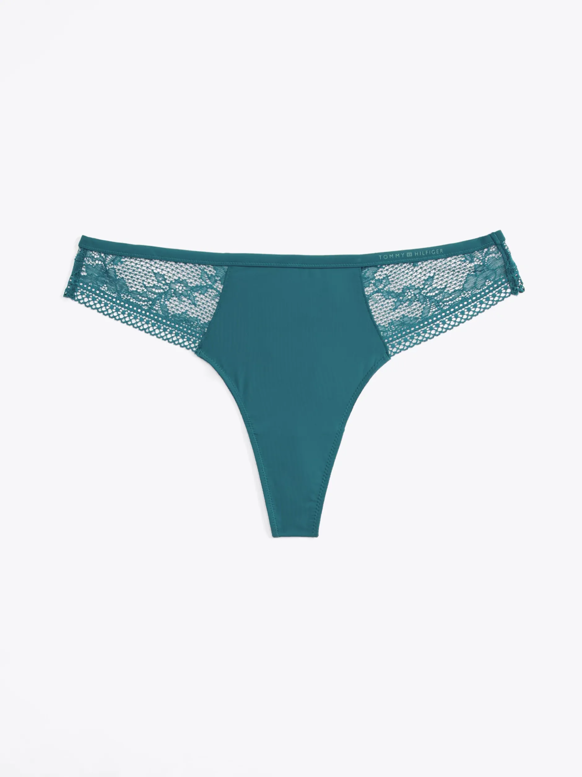 Figi|Bielizna*Tommy Hilfiger Thongi Z Koronkowym Wykończeniem I Logo MIDNIGHT TURQUOISE
