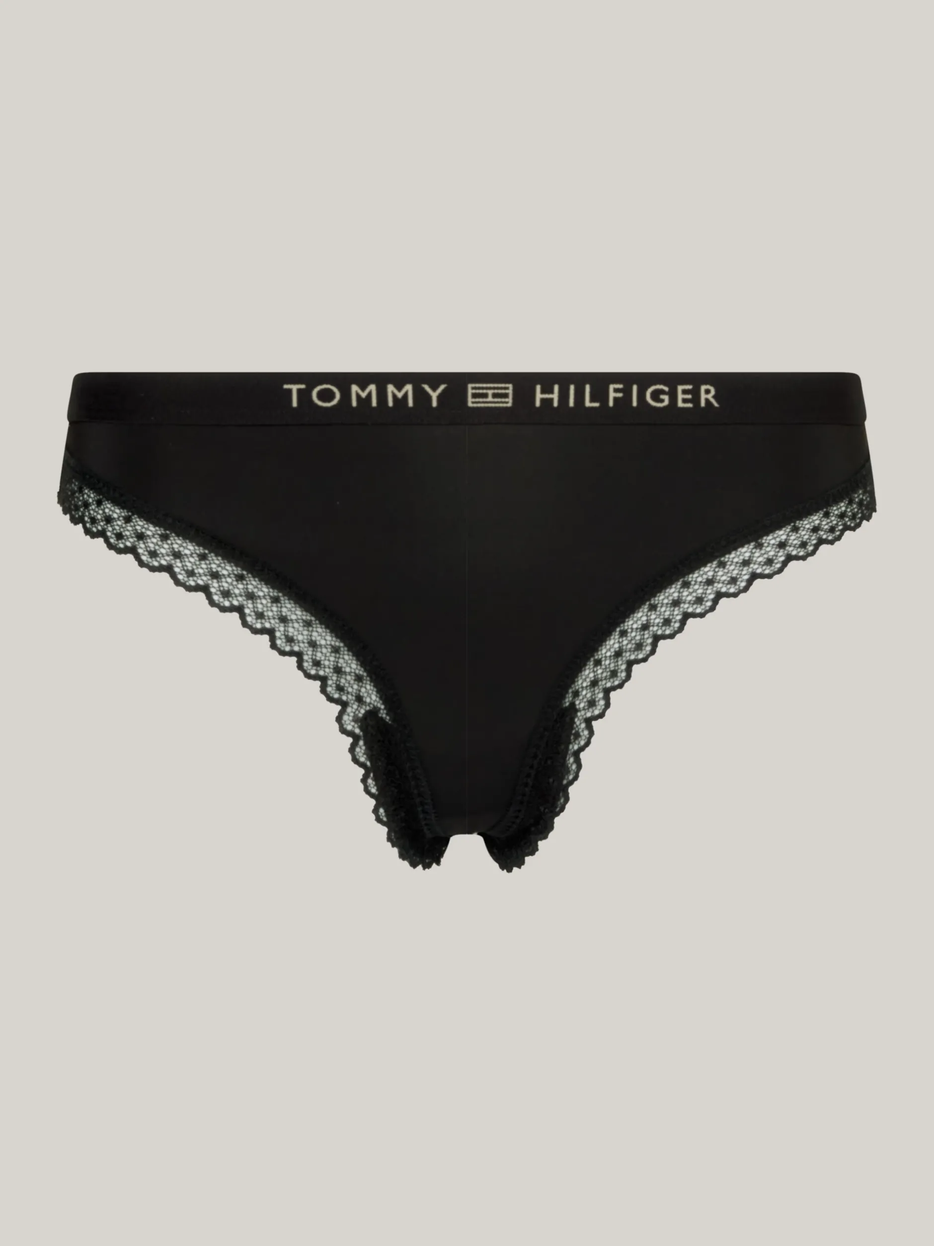 Figi|Bielizna*Tommy Hilfiger Thongi Z Logo I Koronkowym Wykończeniem BLACK
