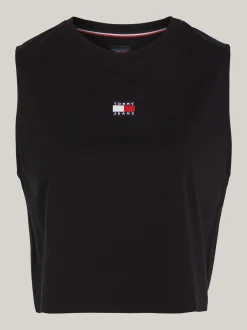 T-Shirty*Tommy Hilfiger Top Bez Rękawów O Pudełkowym Kroju Z Naszywką BLACK